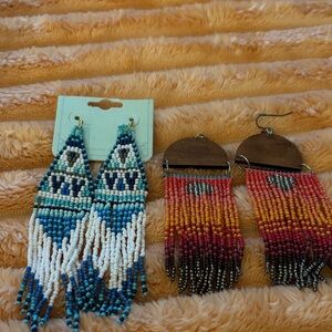 Seed bead earrings. 2 pairs